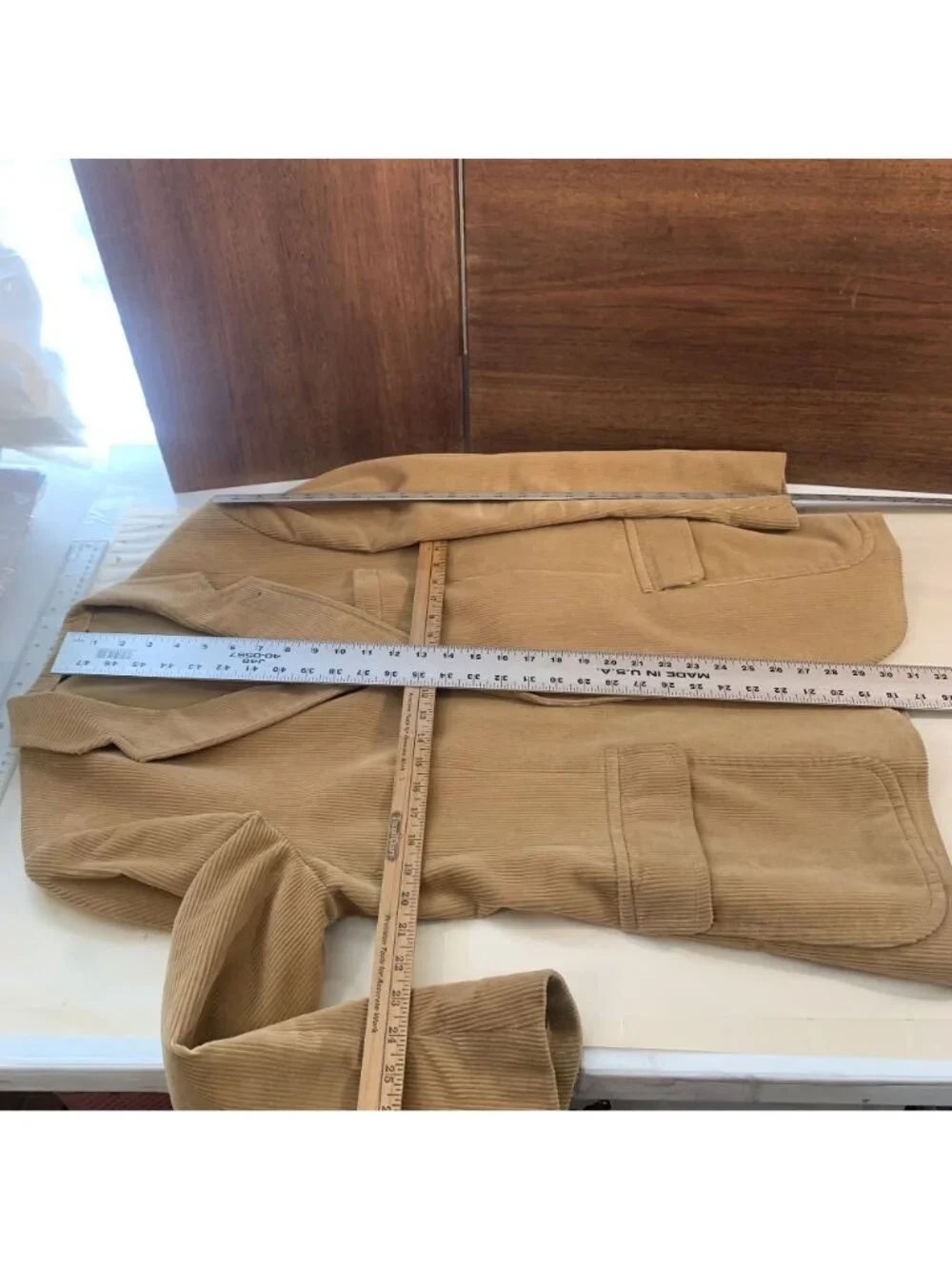 Vtg Mens Tan Corduroy Blazer Jacket Czechoslovakia Vtg 42R Academia